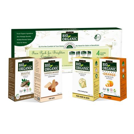 Buy Indus Valley Bio Organic Face Pack for Brighten Complexion DIY Kit Gift pack 30gm+30gm+30gm+30gm-Purplle