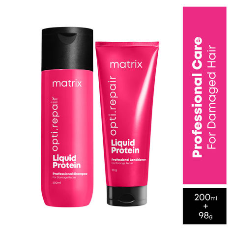 Buy Matrix Opti.Repair Professional Liquid Protein Shampoo + Conditioner combo for Damaged Hair Repairs Damage from 1st Use Reduced Split Ends Combo of 2-Purplle