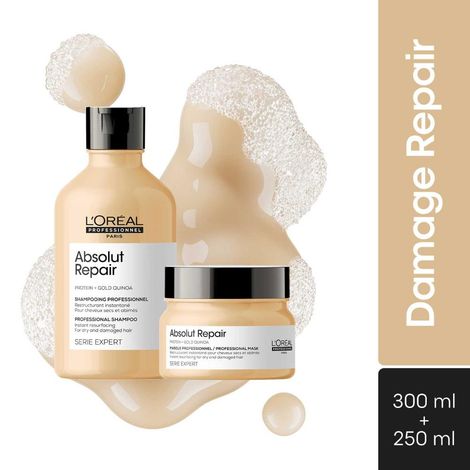 Buy L'Oreal Professionnel Serie Expert Absolut Repair Shampoo + Mask Combo Provides Deep Conditioning & Strength (300 ml + 250 gm)-Purplle