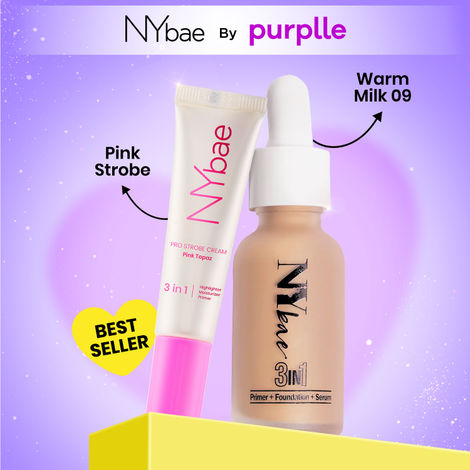 Buy NY Bae Strobe Skin Tint Combo - Deep Skin | Strobe Pink Topaz | Warm Toffee Foundation | Skin Tint | Glowy Korean Skin | Deep Skin Tone | Everyday Makeup Kit 12 gm-Purplle