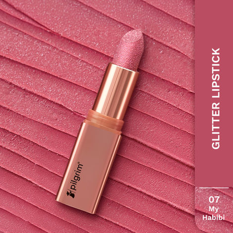 Buy Pilgrim Glitter Lipstick My Habibi-07 Luxurious 3-D Glitter Formula With Matte Finish (4.2 gm)-Purplle