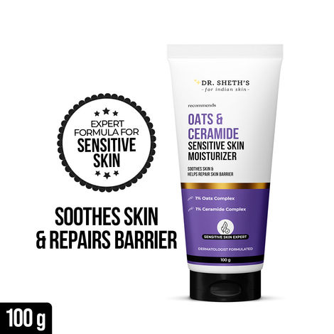Buy Dr. Sheth's Oat & Ceramide Sensitive Skin Moisturizer| Oil-Free|1% Oats Complex & 1% Ceramide Complex|Soothes & Reduces Irritation|Strengthens Skin Barrier| Light Weight, Non-Sticky| Men & Women|100 gm-Purplle