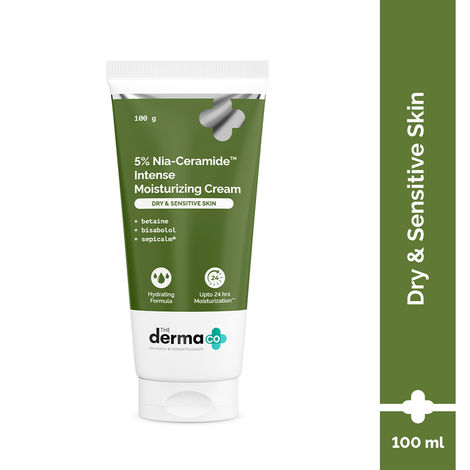 Buy The Derma Co 5% Nia-Ceramide Intense Moisturizing Cream | 5% Niacinamide & Ceramide | 24hrs.Moisturization | Betaine, Bisabolol & Sepicalm | Moisturizer for Dry & Sensitive Skin-100 gm-Purplle