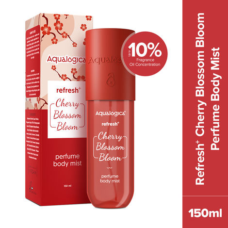Buy Aqualogica Refresh+ Cherry Blossom Bloom Perfume Body Mist with Zemea and Hyaluronic Acid 150 ml | Long Lasting Fragrance Floral & Sweet Fragrance I Up To 10% Fragrance Oil Concentration | Hydrating & Non-Irritating I Skin Friendly-Purplle
