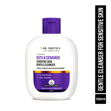 Buy Dr Sheth's Oat & Ceramide Sensitive Skin Gentle Cleanser|For Delicate Irritated Skin| pH Balance, Daily Use Non-Drying Cleanser To Hydrate, Soothe & Restores Skin Barrier|Cleans Dirt, Oil & Make-Up|Paraben, Dye & Fragrance|For Men & Women - 125 ml-Purplle