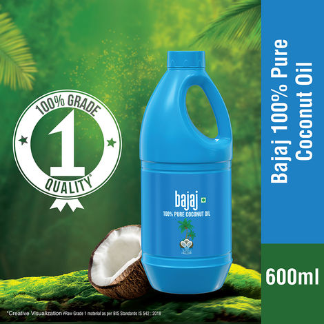 Buy Bajaj 100% Pure Coconut Oil  1 litre | Made with Premium Grade 1 Quality Coconuts-Purplle