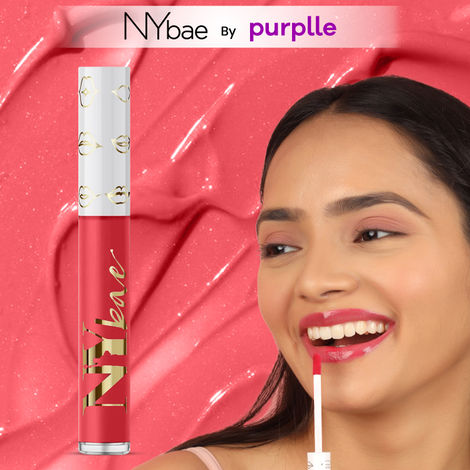 Buy NY Bae Gloss Getter Lip Gloss | Lip & Cheek Tint | Lightweight Glossy Lipstick | Pink Lip Balm | Non-Sticky | Berry Rare 01 (2.8 ml)-Purplle