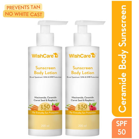Buy WishCare Sunscreen Body Lotion SPF 50 Broad Spectrum PA+++ UVA & UVB Protection - Pack of 2-Purplle