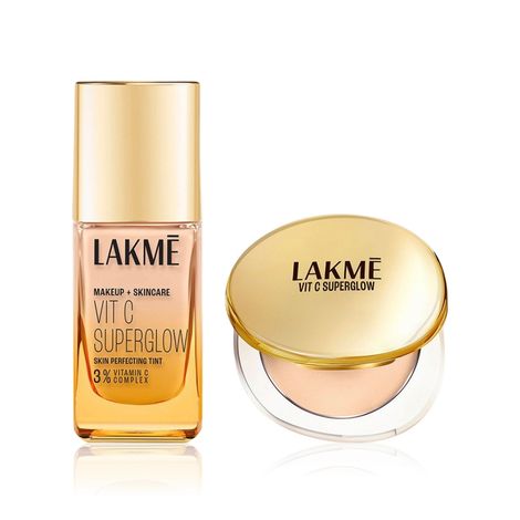 Buy Lakme Makeup Combo pack - Lakme Vit C Superglow Foundation (25 ml) + Compact (8 gm) - Light Skin Tone - Shade Ivory-Purplle