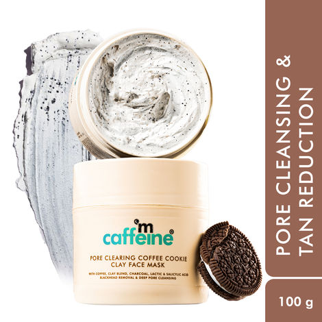 Buy mCaffeine Pore Cleanse Coffee Cookie Detan Face Mask | 9% AHA BHA, 3% Charcoal Beads, Coffee Clay Mask | 10 Mins Detan Charcoal Face Pack - 100 gm-Purplle