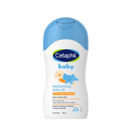 Buy Cetaphil Baby Moisturising Oil with Organic Calendula | Suitable for New Born |Sunflower Oil | Jojoba Seed Oil | Dermatologist Tested & Pediatrician Recommended| 200 ml-Purplle
