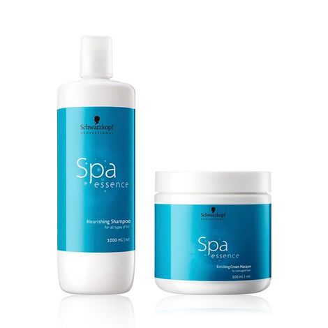 Buy Schwarzkopf Professional Spa Essence Duo Delight [Cream Masque 500 ml + Nourishing Shampoo 1000 ml]-Purplle