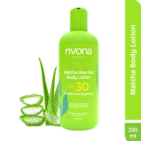 Buy Rivona Naturals Matcha Aloe Gel Body Lotion with SPF 30 | Aloe Vera + Matcha | Sun Protection and Nourishment | For Men & Women | All Skin types |250 ml-Purplle
