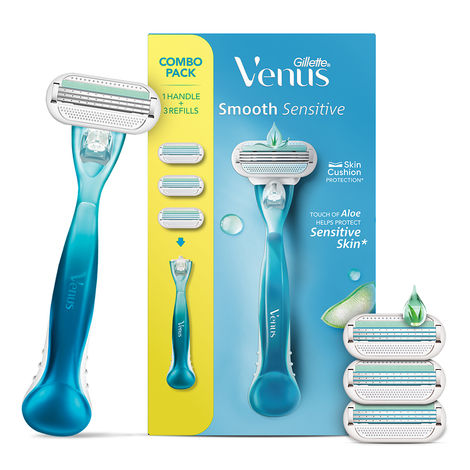 Buy Gillette Venus Smooth Combo pack | Razor plus 2 refills | Aloe vera smooth 1 pc-Purplle