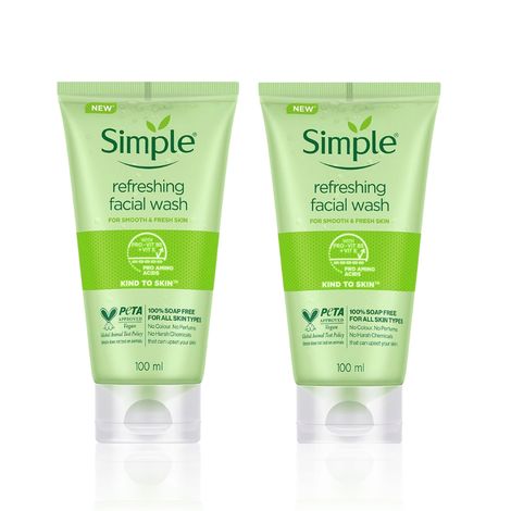 Buy Simple Refreshing Cleanse Duo (Kind to Skin Face Wash 100 ml x 2)-Purplle