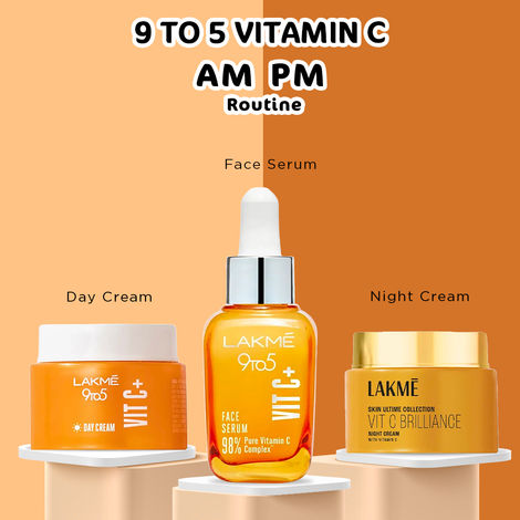 Buy Lakme Vitamin C Brilliance Trio (Day Cream 50 gm + Night Cream 50 gm + Serum 15 ml)-Purplle