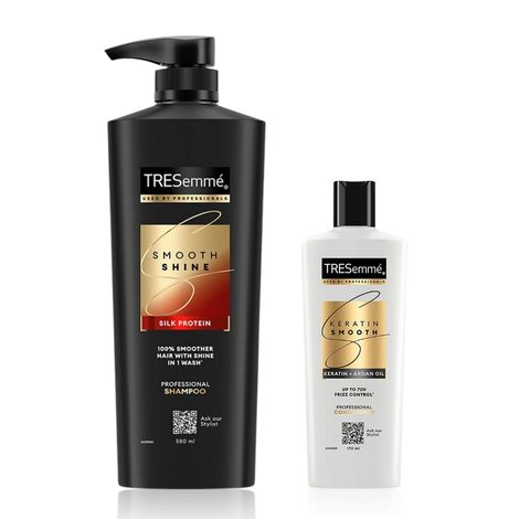 Buy TRESemme Smooth & Shine Duo (Shampoo 580 ml + Keratin Smooth Conditioner 190 ml)-Purplle
