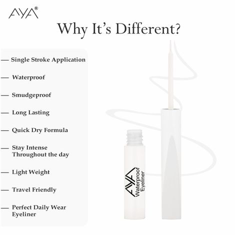 Buy AYA Waterproof Pop Eyeliner, Sugar white, 5 ml | Matte Finish | Long Lasting, Waterproof, Smudge Proof Eyeliner | Jojoba Oil, Castor Oil, Vitamin E, Chamomile Oil-Purplle