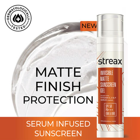 Buy Streax Invisible Matte Gel Sunscreen SPF 50 PA+++|Water Resistance, No white cast & Non-Greasy 50 gm-Purplle