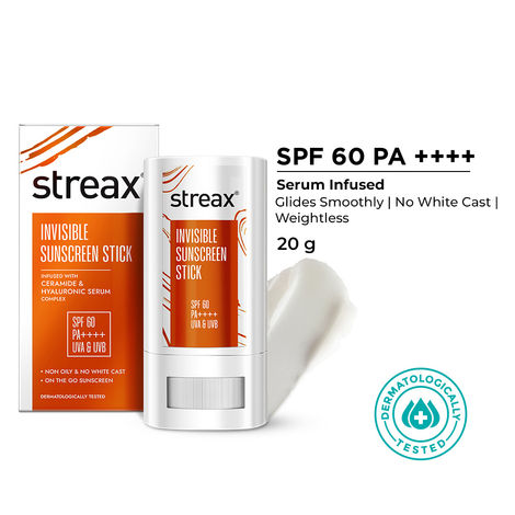 Buy Streax Sunscreen Stick SPF 60 PA++++|Broad-Spectrum UV Care|Travel-Friendly & Fuss-Free Application 20 gm-Purplle