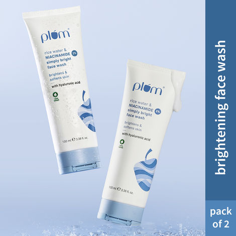 Buy Plum Simply Bright 2% Niacinamide Face Wash With Rice Water 100 ml - Set of 2-Purplle
