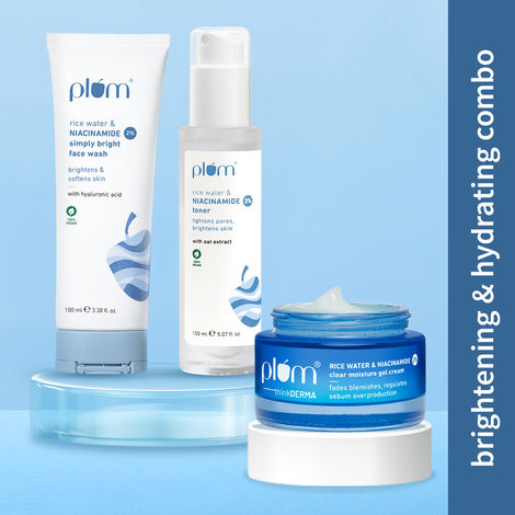 Buy Plum Niacinamide CTM Routine (2% Nicinamide Face Wash 100 ml + 3% Nicinamide Toner 150ml + 2% Nicinamide Moisturizer 50 gm)-Purplle
