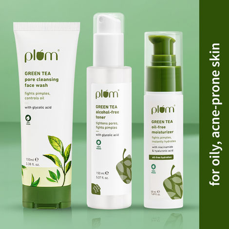 Buy Plum Green Tea CTM Routine (Face Wash 100 ml + Toner 200 ml + Moisturizer 50 gm)-Purplle