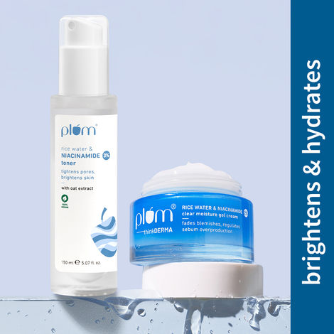 Buy Plum Pore Perfect Duo-3% Niacinamide & Rice Water Alcohol-Free Toner -150 ml+ 2% Niacinamide & Rice Water Clear Moisture Gel Cream - 50 gm-Purplle