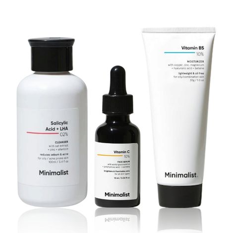 Buy Minimalist Skin Brightening CSM Mini Kit  : (Cleanser 100 ml) + Vitamin C Serum (10 ml) + Moisturizer (30 gm) Combo of 3-Purplle