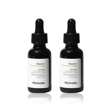 Buy Minimalist Vitamin C 10% Face Serum for For Brighter Glowing & Healthy Looking Skin which also reduce Sun Damage 10 ml X 2 (Pack of 2)-Purplle