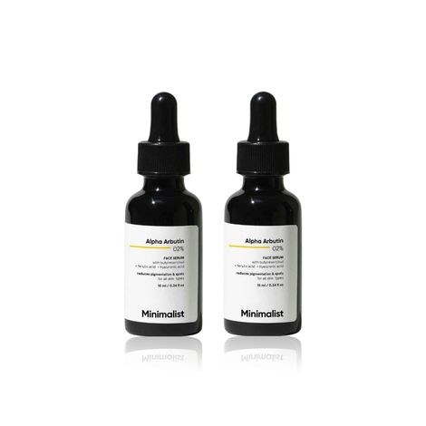 Buy Minimalist Alpha Arbutin Face Serum with Hyaluronic Acid 2% to Remove Pigmentation Acne Marks & Dark Spots & Evens Skin Tone 10 ml X 2 (Pack of 2)-Purplle