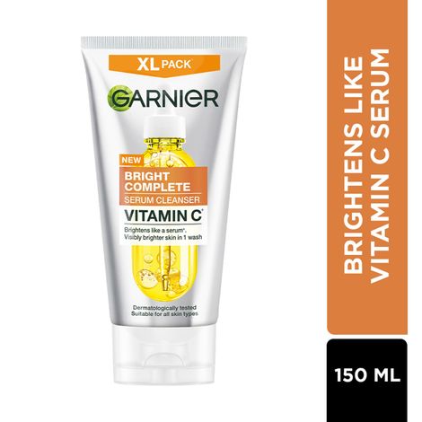 Buy Garnier Vitamin C + Serum Face Wash | Visibly Brighter Skin in Just 1 Wash | Gentle cleanser for Skin Brightening & Tan Removal | For dry , oily , sensitive skin | Facewash for Women & Men | 150 gm-Purplle