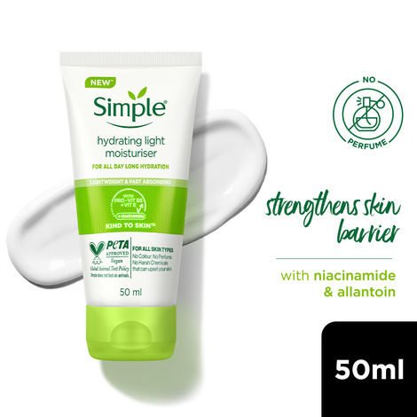 Buy Simple Hydrating Light Moisturiser, 50 ml | 12hr Hydration | With Niacinamide, Pro-Vitamin B5, Glycerin & Borage Seed Oil | Lightweight, Non-Greasy Formula | For Soft, Smooth Skin-Purplle