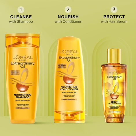 Buy L'Oreal Paris Ultimate Oil Nourish Trio (6 Oil Nourish Shampoo (180 ml) 6 Oil Nourish Conditioner (180ml)Extraordinary Oil Serum (30 ml))-Purplle