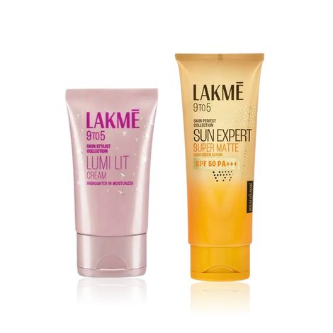 Buy Lakme Double Dew Strobe & Screen (Mat Sunscreen SPF 50 PA+++ – 50 ml + Lumi Strobe Cream Dewy Rose – 30 gm) Combo of 2-Purplle