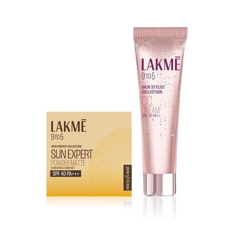 Buy Lakme Sun Smart Duo (Sun Expert Ultra Matte Compact SPF 40 – 7 gm + CC Cream Beige – 20 gm) Combo of 2-Purplle