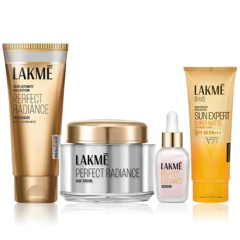 Buy Lakme Perfect Radiance CSMS Glow Essentials (Facewash – 100 gm + Serum – 30 ml + Day Creme – 50 gm + Sun Expert SPF 50 Lotion – 50 ml) Combo of 4-Purplle