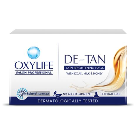 Buy Oxylife Salon Professional De-Tan Pack with Kojic Acid, Milk & Honey | Tan Removal Cream | Dermatalogically Tested | Oxysphere Technology, No Added Parabens, Sulphate Free | 12g X 4 (48 gm)-Purplle