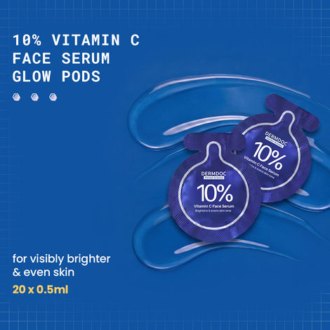Buy DERMDOC 10% Vitamin C Face Serum Glow Pods (Pack of 20 * 0.5 ml Each) (10 ml) | Potent Face Serum Sachets | Travel-Friendly | Brightening | Fights Dark Spots, Pigmentation & Dull Skin | Serum For Acne-Purplle