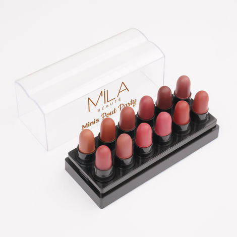 Buy MILA BEAUTE 12 Creamy Matte Mini Lipstick Kit | Lip Hydrating & Light-weight | Long Lasting Lipsticks for Women | Suitable All Indian Tones | Shade - C| 14.4 gm-Purplle