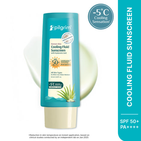 Buy Pilgrim Korean Aloe Cooling Fluid Sunscreen SPF 50+ PA++++ with Hyaluronic Acid ( 50 ml)-Purplle