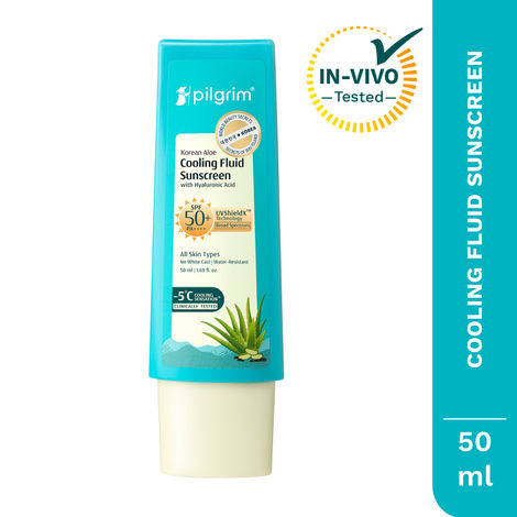 Buy Pilgrim Korean Aloe Cooling Fluid Sunscreen SPF 50+ PA++++ with Hyaluronic Acid ( 50 ml)-Purplle