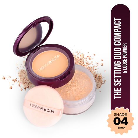Buy Hilary Rhoda The Setting Duo Compact & Loose Powder | 2-in-1 Compact & Loose Powder | | Matte Finish | Blends Effortlessly | Oil Control Compact | 32 gm (Sand | Shade 04)-Purplle