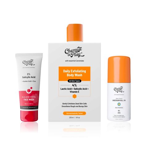 Buy Chemist at Play Complete Body Care Combo (Body Wash 236 ml + Roll on 40 ml + Face Wash 100 ml)-Purplle