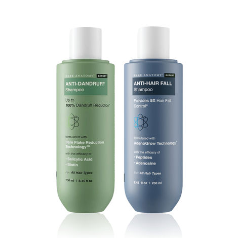 Buy Bare Anatomy Dual Action Shampoo Combo (Anti-Dandruff shampoo 250 ml + Anti Hair-Fall Shampoo 250 ml)-Purplle