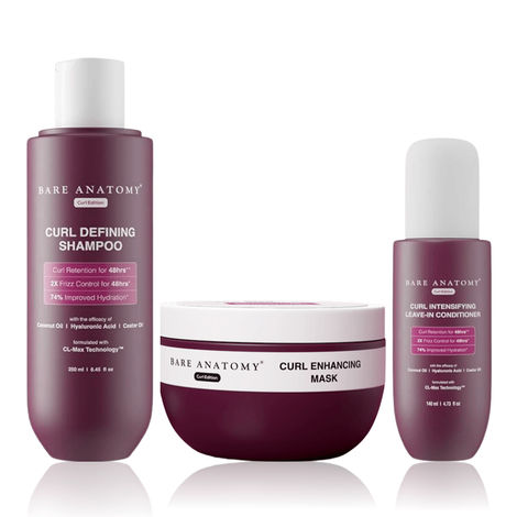 Buy Bare Anatomy Curl Care Kit (Shampoo 250 ml + Hair Mask 250 gm + Leave in Conditioner 140 ml)-Purplle