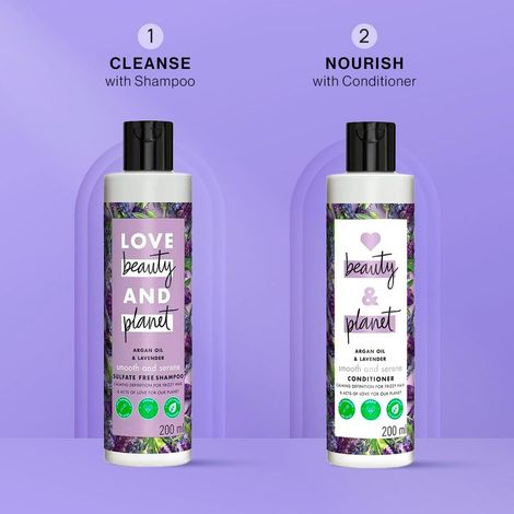 Buy Love Beauty Planet Natural Argan Oil and Lavender Anti-Frizz Smoothening Shampoo & Conditioner Combo 200 ml (Combo of 2)-Purplle