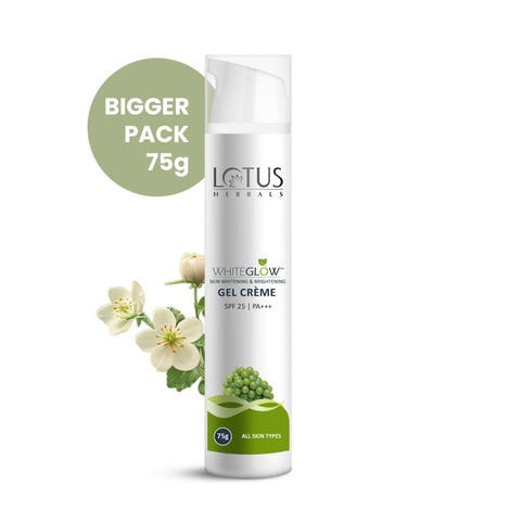 Buy Lotus Herbals WhiteGlow Skin Whitening & Brightening Gel Face Cream | SPF 25 and PA+++ | Suitable For All Skin Types| For Glowing Skin| Non - Sticky| For Women and Men| 75 gm-Purplle