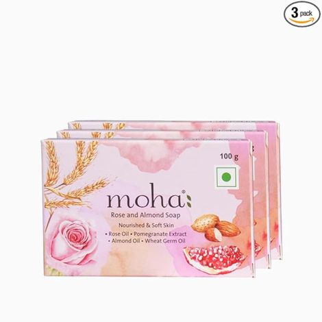 Buy Moha Rose And Almond Soap Nourishing Soap For Soft Radiant Skin - Pack Of 3 300 gm-Purplle