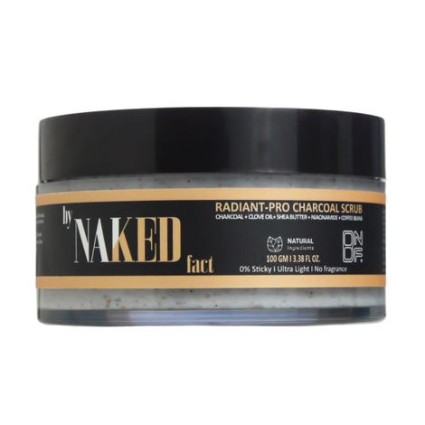 Buy By Naked Fact Radiant-Pro Charcoal Exfoliating Body Scrub For Removing Tan, Unclogs Pore & Dead Skin Cells | Rough & Bumpy Skin, Blackhead & Pigmented Skin | Niacinamide, Walnut Powder & Tea Tree Oil |For Men & Women | 100 gm-Purplle